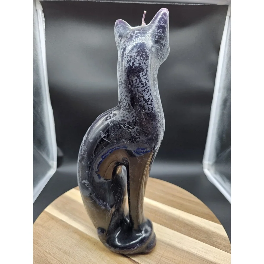 Vintage MCM Standing‎ Purple Cat Candle ~ Halloween